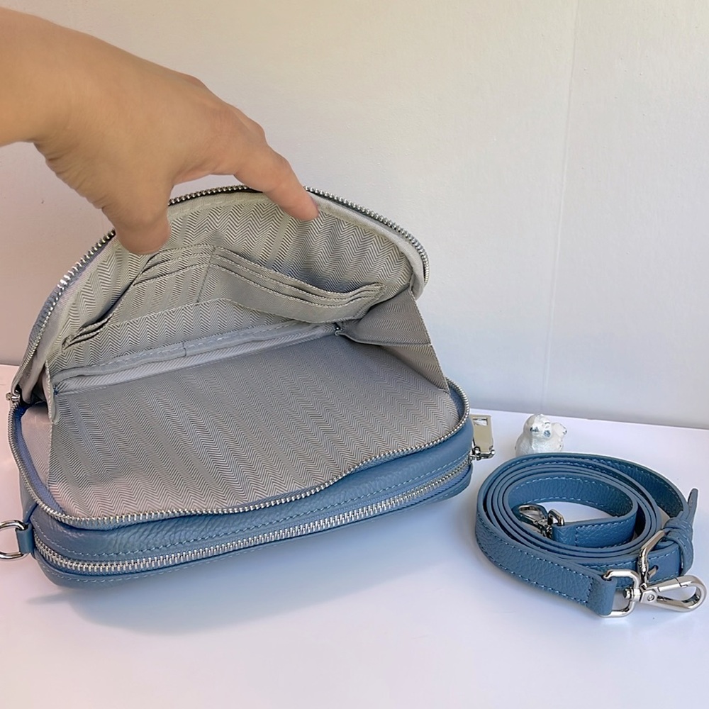 befen RFID Genuine Leather Crossbody Bag In Blue - Picture 13 of 14